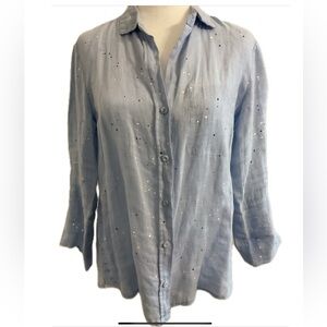 Cloth & Stone  Paint Splatter 100% Linen Top with Inside Breast  Pocket .
